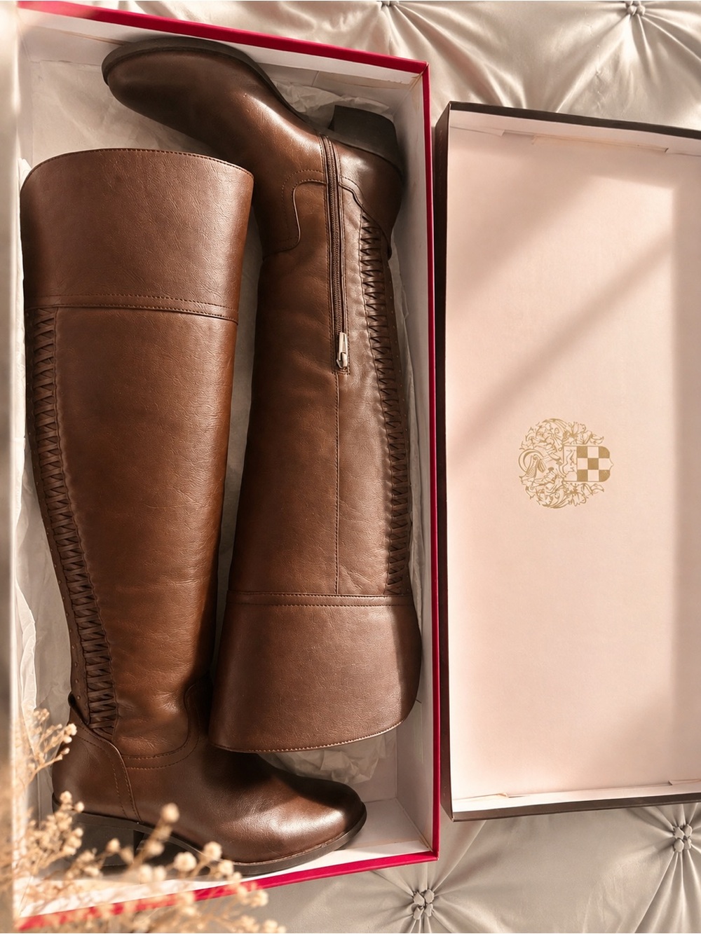 Vince Camuto Brilley Brown Leather Tall Riding Boots Size 7.5 - Picture 2 of 5